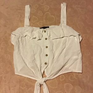 White crop top button down